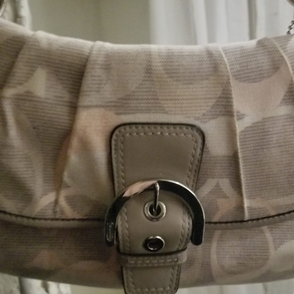 Coach Beige and Gray Shoulder Bag